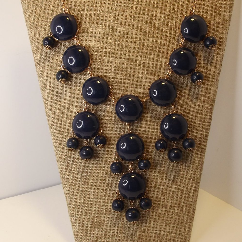 Navy Blue Statement Bubble Necklace - image 8